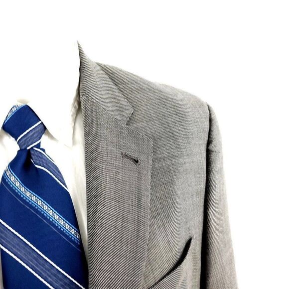 Jos A Bank Signature Gold Wool 2 Button Suit Jacket 40S White Black Sharkskin - Picture 2 of 11